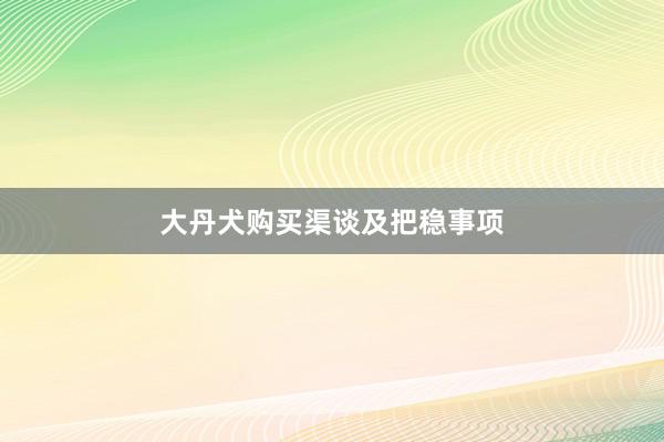 大丹犬购买渠谈及把稳事项